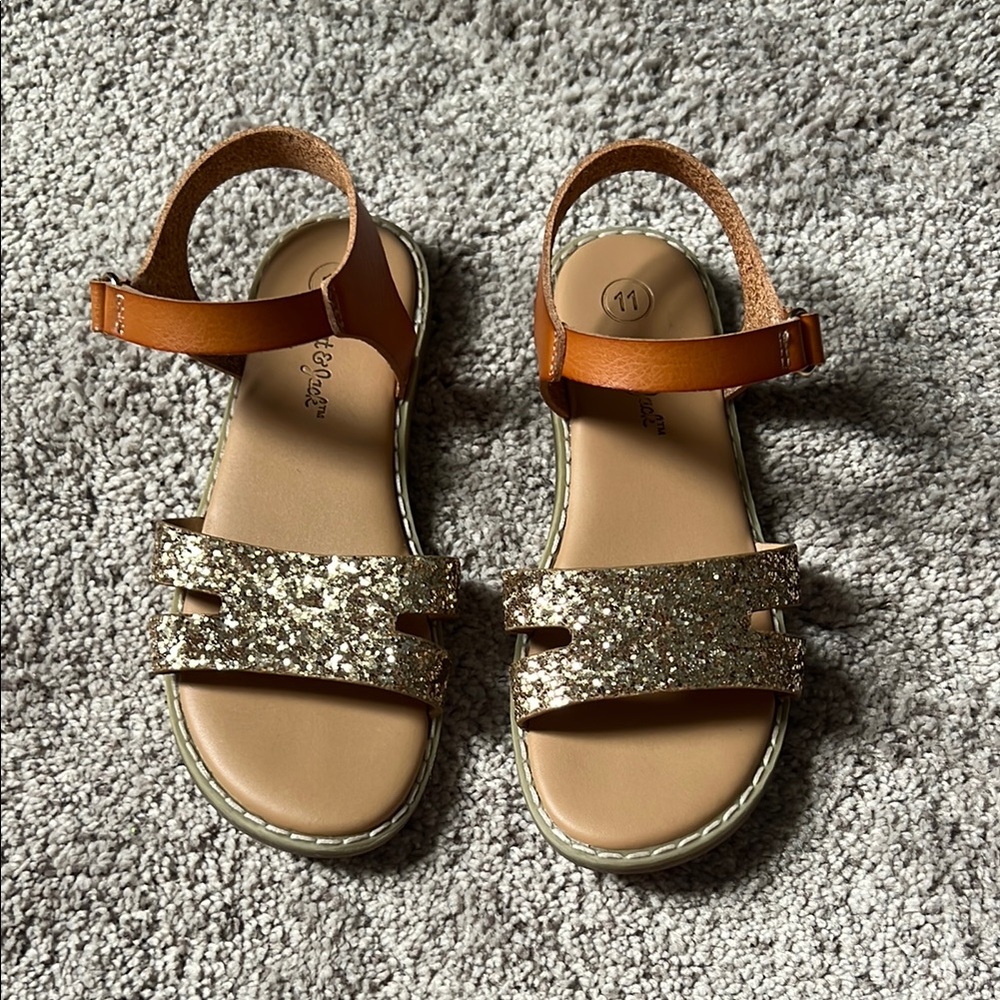 Cat & Jack Gold Tan Sandals with Adjustable Straps